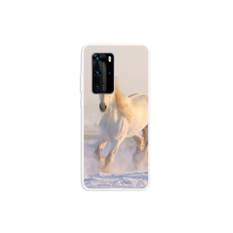Gelový obal mmCase na mobil Huawei P40 Pro - kůň ve sněhu