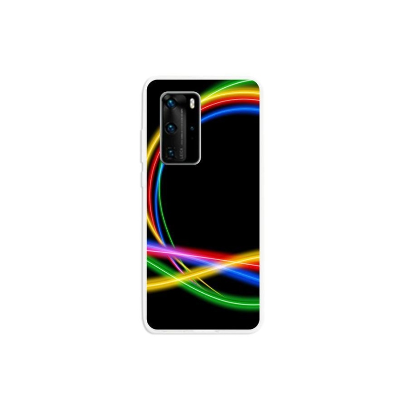 Gelový obal mmCase na mobil Huawei P40 Pro - neonové kruhy