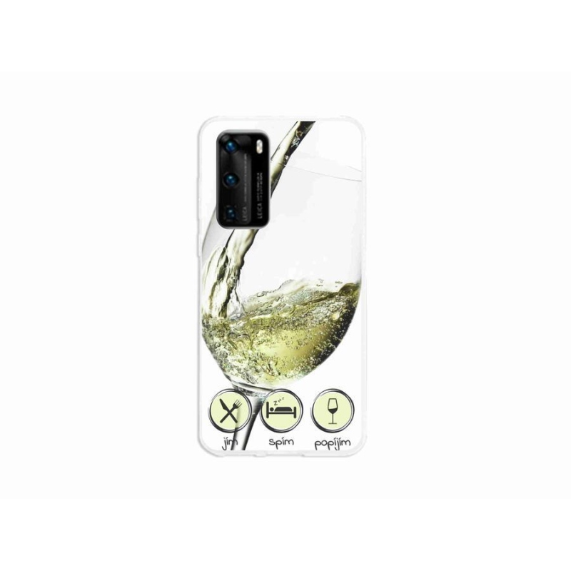 Gelový obal mmCase na mobil Huawei P40 - sklenička vína bílé