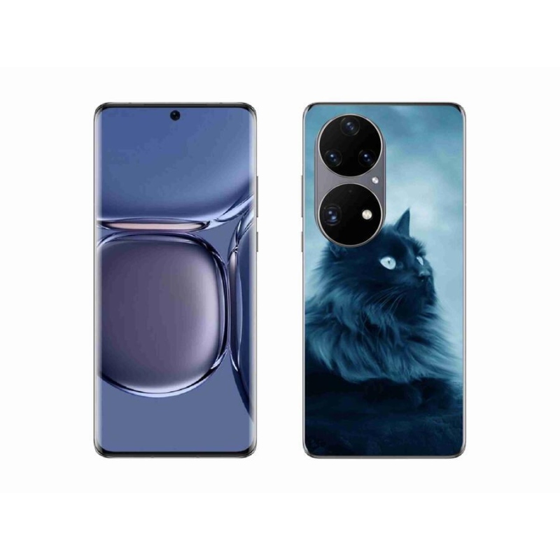 Gelový obal mmCase na mobil Huawei P50 Pro - černá kočka 1
