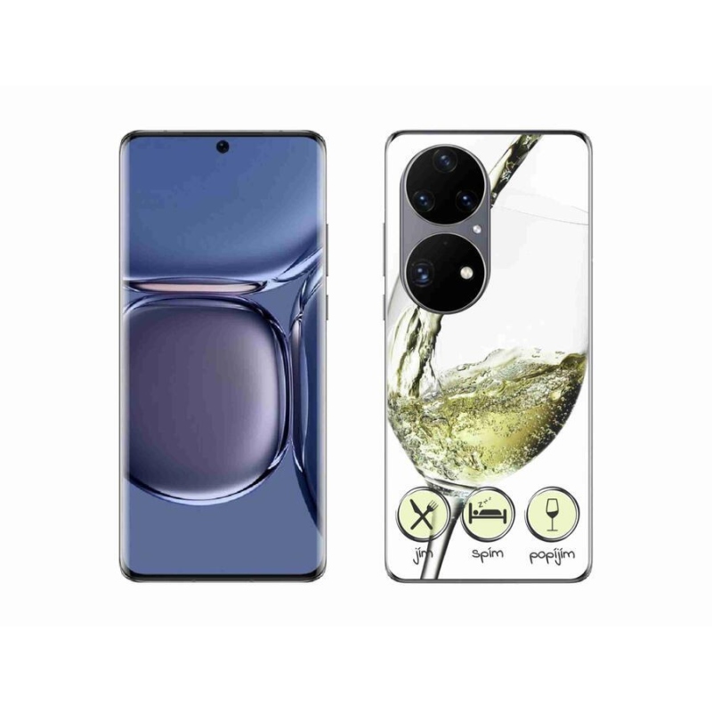 Gelový obal mmCase na mobil Huawei P50 Pro - sklenička vína bílé