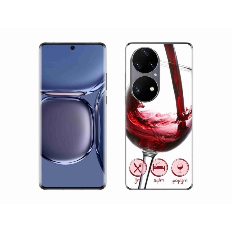 Gelový obal mmCase na mobil Huawei P50 Pro - sklenička vína červené
