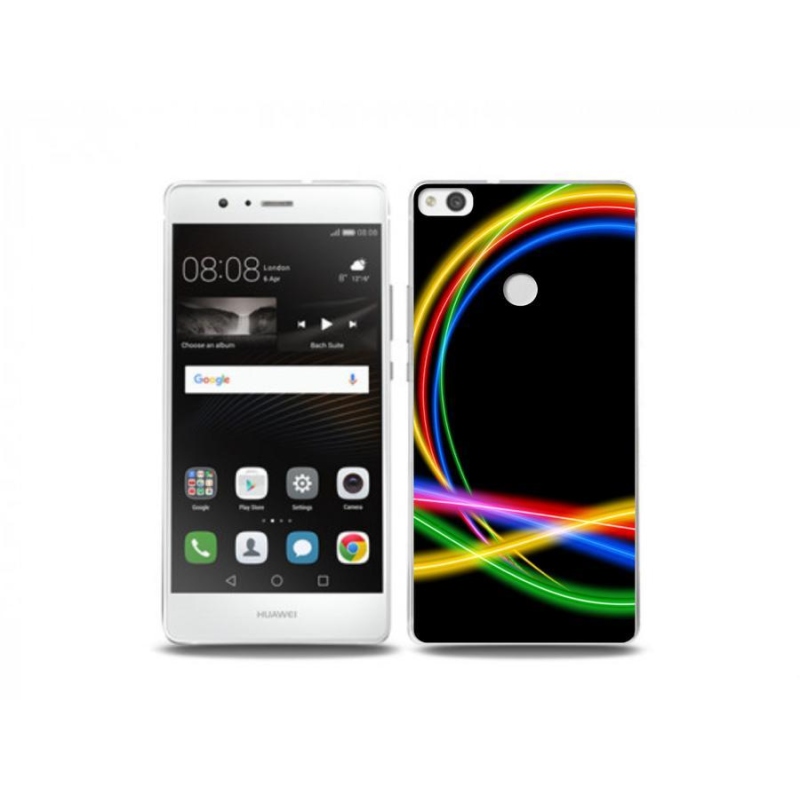 Gelový obal mmCase na mobil Huawei P9 Lite (2017) - neonové kruhy
