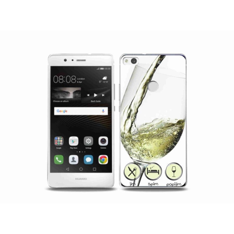 Gelový obal mmCase na mobil Huawei P9 Lite (2017) - sklenička vína bílé