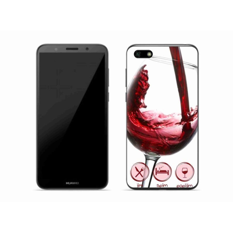 Gelový obal mmCase na mobil Huawei Y5 (2018) - sklenička vína červené