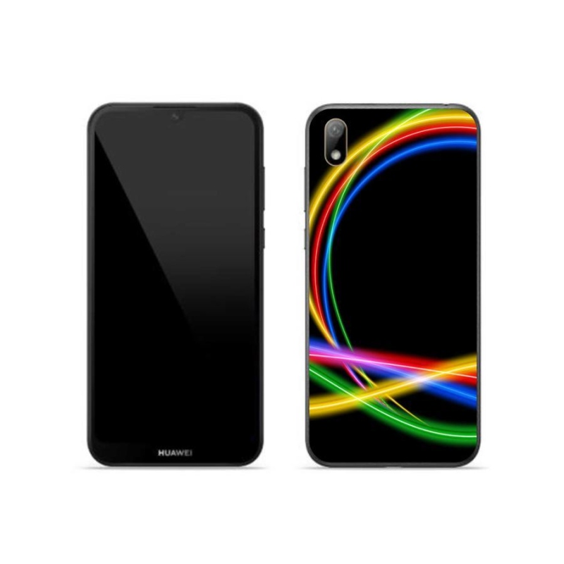 Gelový obal mmCase na mobil Huawei Y5 (2019) - neonové kruhy