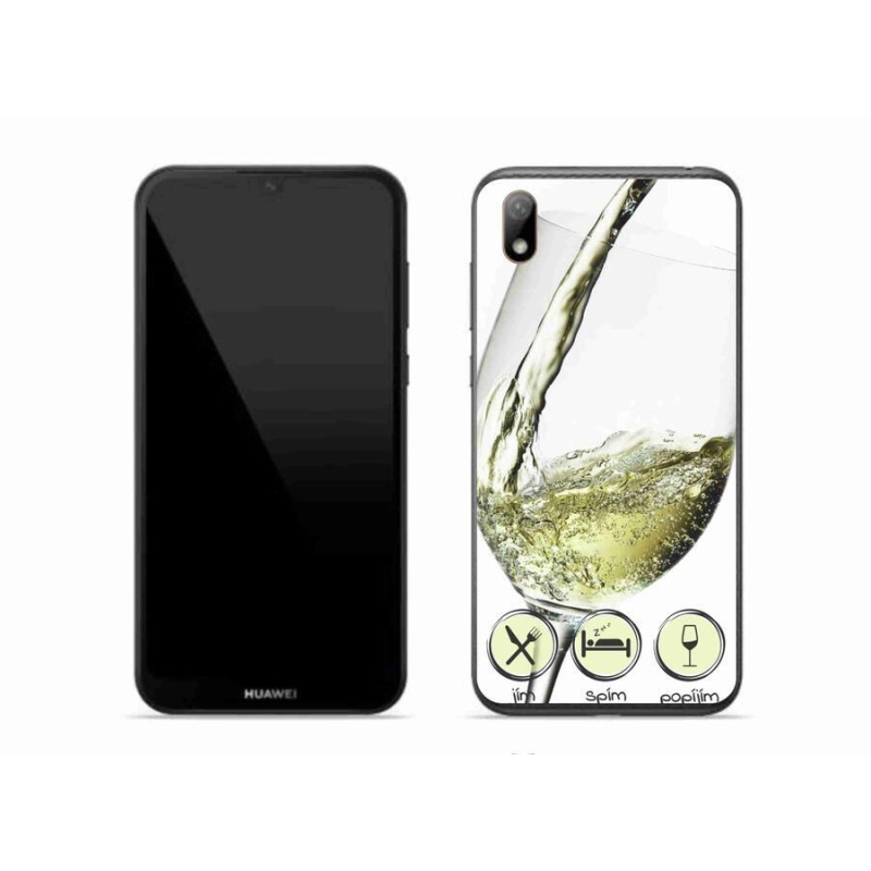 Gelový obal mmCase na mobil Huawei Y5 (2019) - sklenička vína bílé