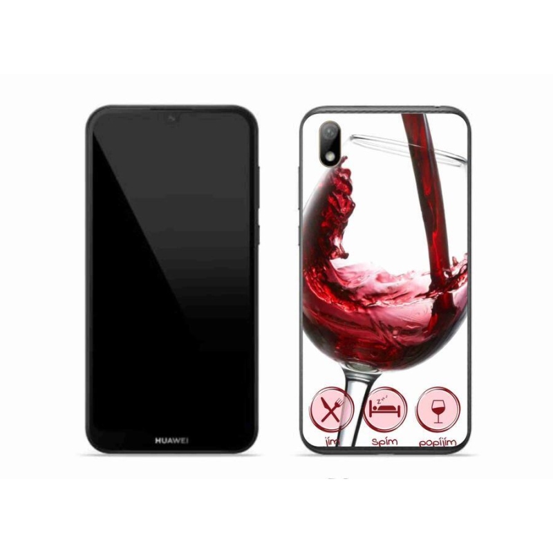 Gelový obal mmCase na mobil Huawei Y5 (2019) - sklenička vína červené