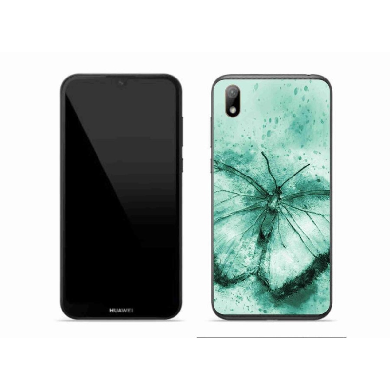 Gelový obal mmCase na mobil Huawei Y5 (2019) - zelený motýl
