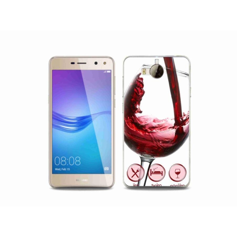 Gelový obal mmCase na mobil Huawei Y6 (2017) - sklenička vína červené