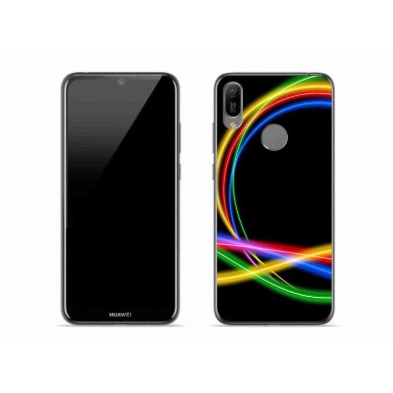 Gelový obal mmCase na mobil Huawei Y6 (2019) - neonové kruhy