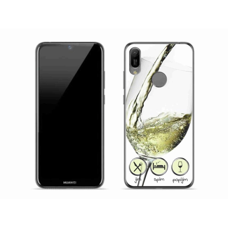 Gelový obal mmCase na mobil Huawei Y6 (2019) - sklenička vína bílé
