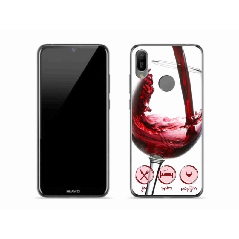 Gelový obal mmCase na mobil Huawei Y6 (2019) - sklenička vína červené