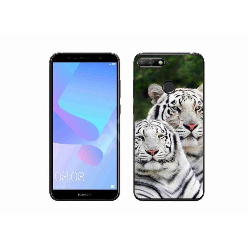 Gelový obal mmCase na mobil Huawei Y6 Prime (2018) - bílí tygři