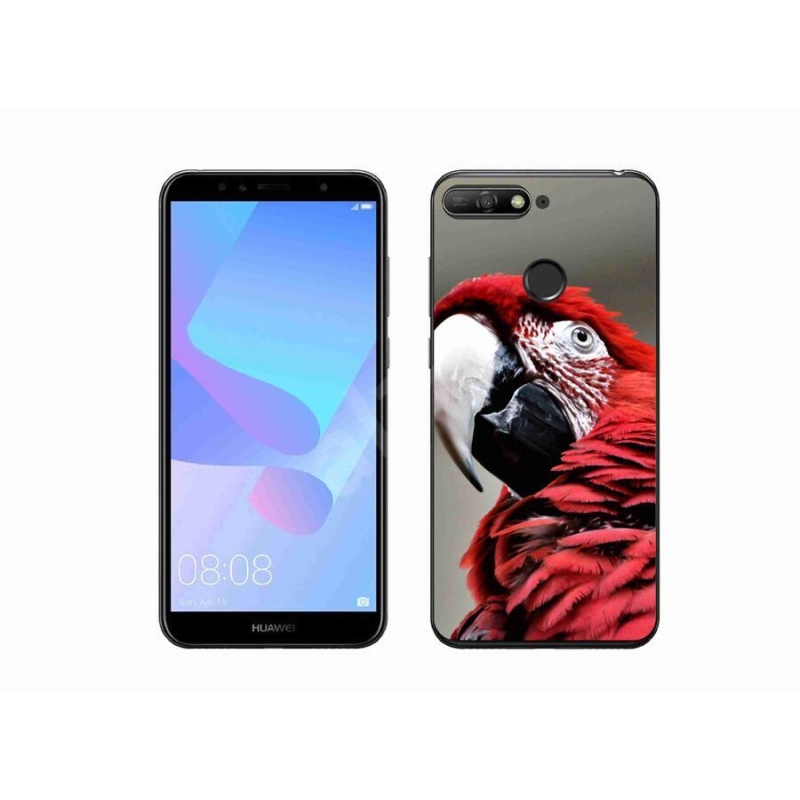 Gelový obal mmCase na mobil Huawei Y6 Prime (2018) - papoušek ara červený