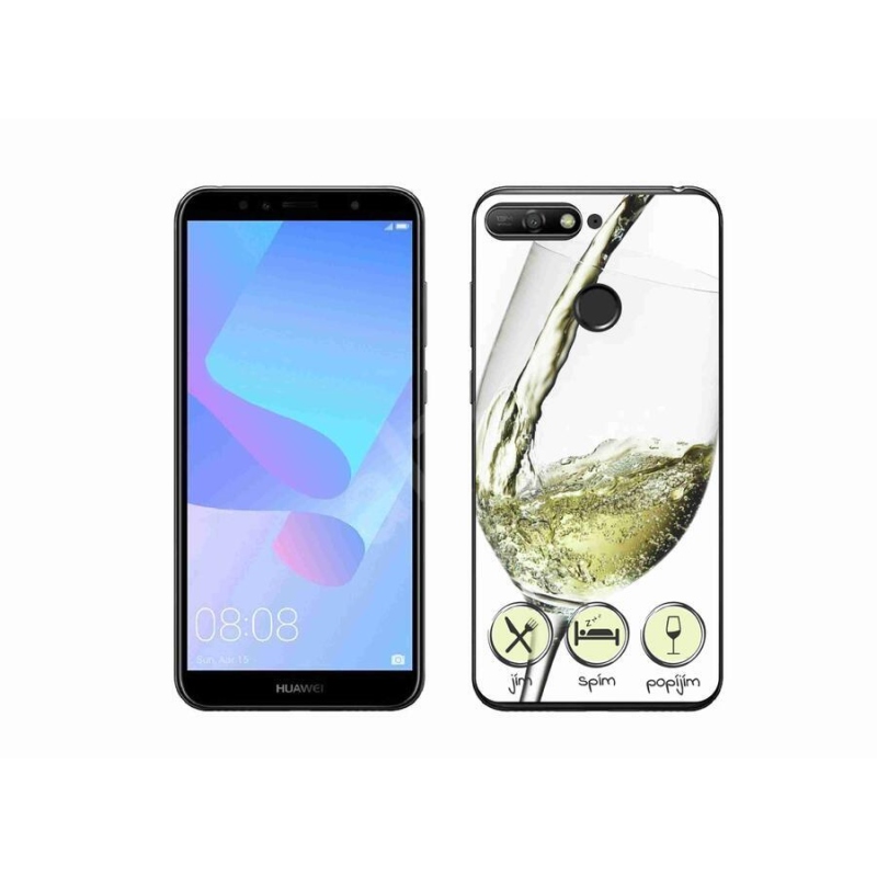 Gelový obal mmCase na mobil Huawei Y6 Prime (2018) - sklenička vína bílé