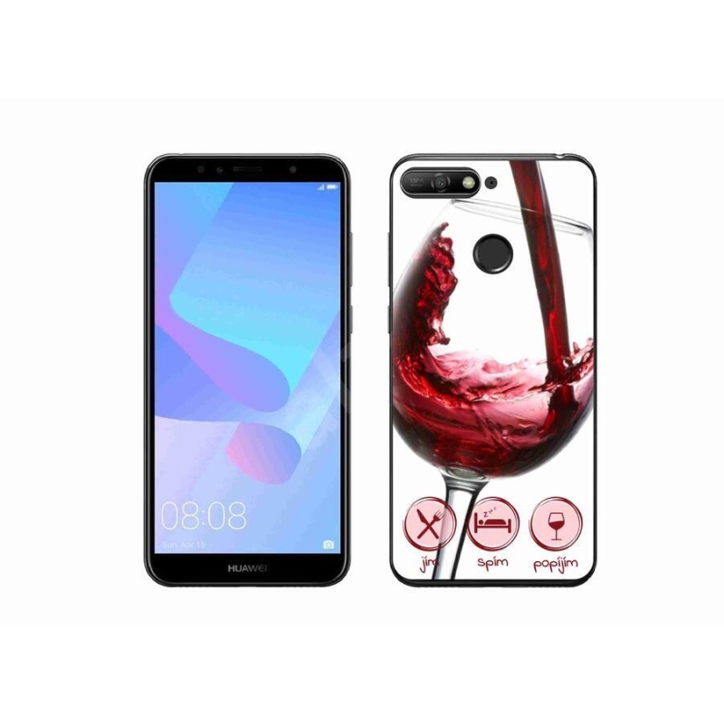 Gelový obal mmCase na mobil Huawei Y6 Prime (2018) - sklenička vína červené