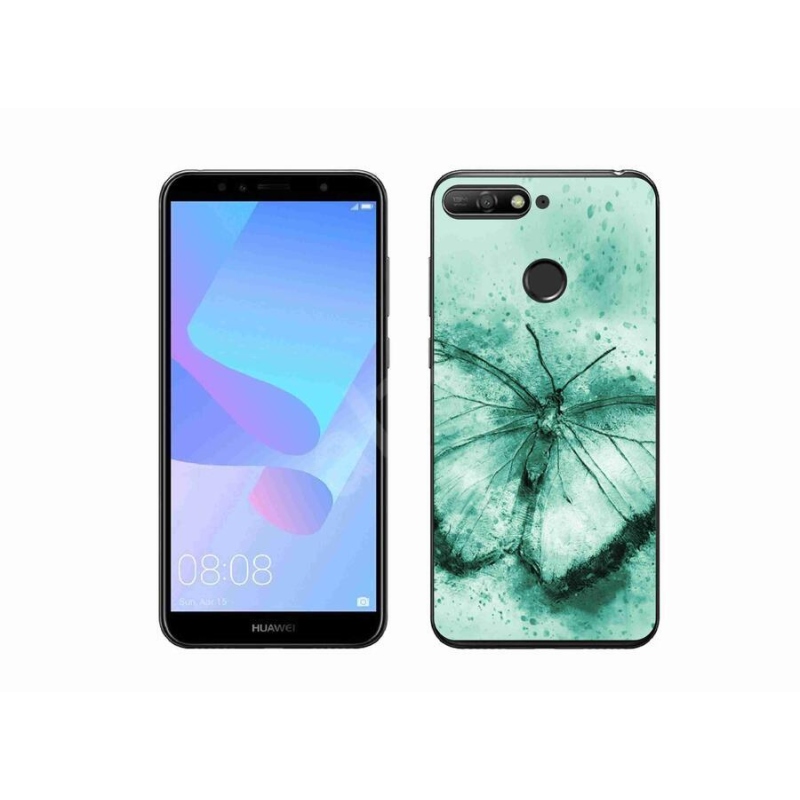 Gelový obal mmCase na mobil Huawei Y6 Prime (2018) - zelený motýl