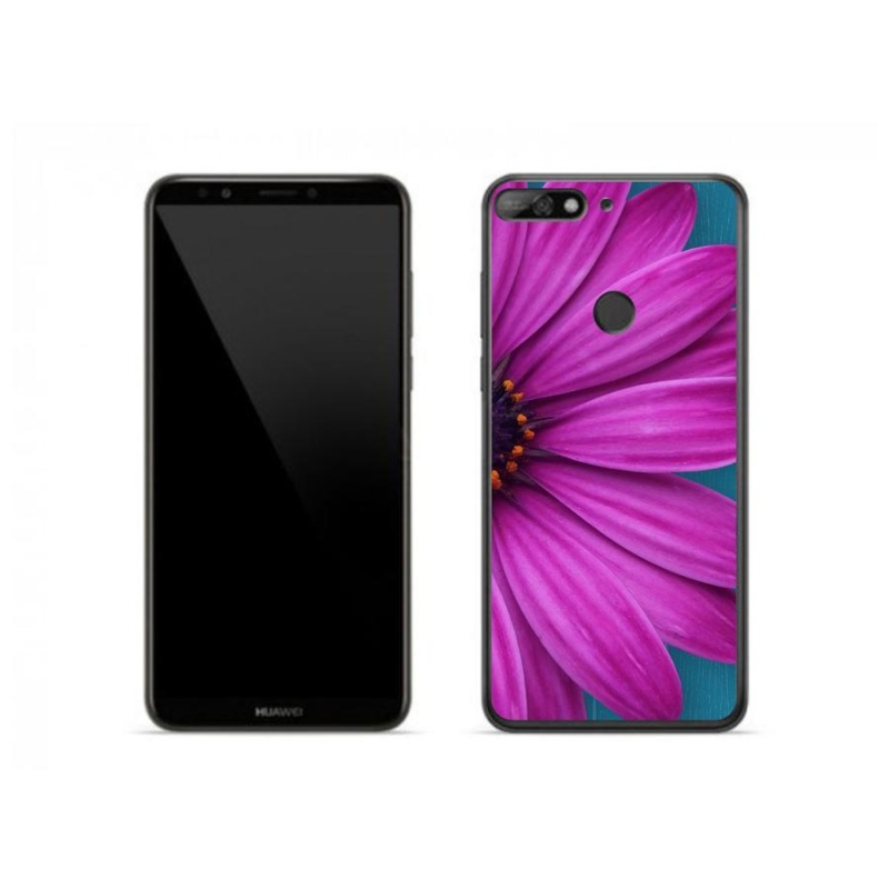 Gelový obal mmCase na mobil Huawei Y7 (2018) - fialová kopretina
