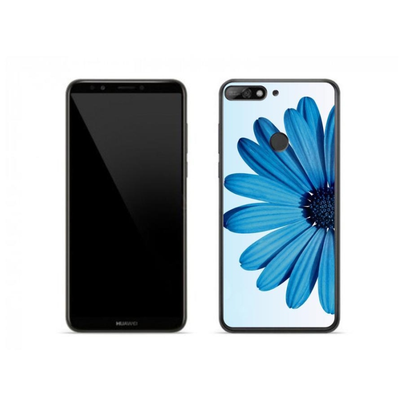 Gelový obal mmCase na mobil Huawei Y7 (2018) - modrá kopretina