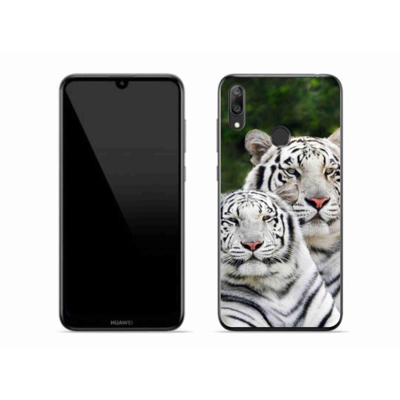 Gelový obal mmCase na mobil Huawei Y7 (2019) - bílí tygři