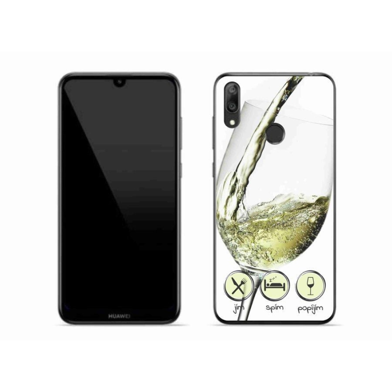 Gelový obal mmCase na mobil Huawei Y7 (2019) - sklenička vína bílé