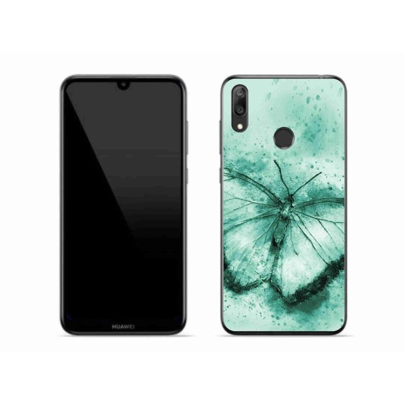 Gelový obal mmCase na mobil Huawei Y7 (2019) - zelený motýl
