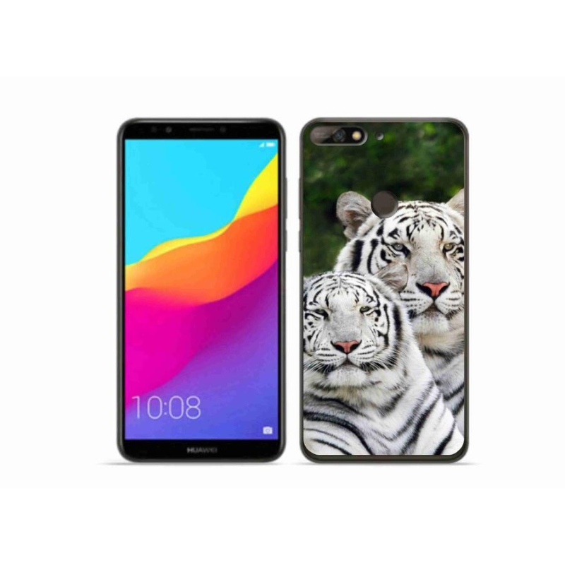 Gelový obal mmCase na mobil Huawei Y7 Prime (2018) - bílí tygři