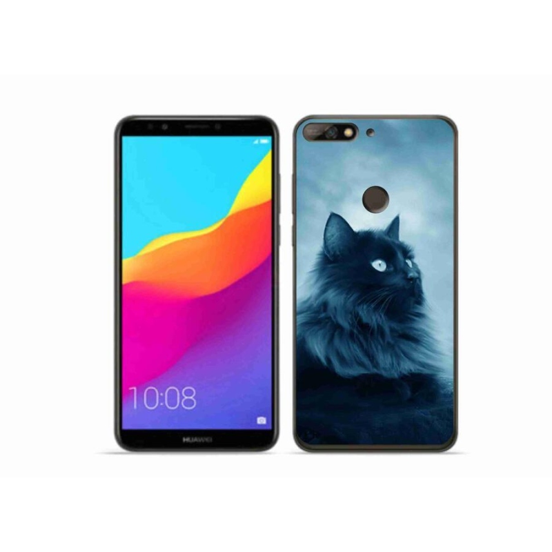 Gelový obal mmCase na mobil Huawei Y7 Prime (2018) - černá kočka 1