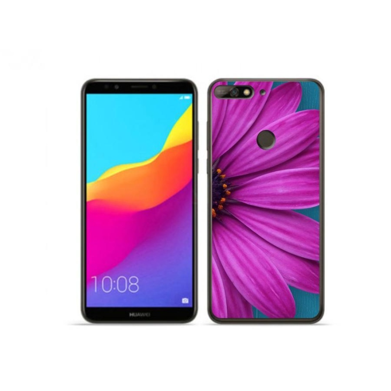 Gelový obal mmCase na mobil Huawei Y7 Prime (2018) - fialová kopretina