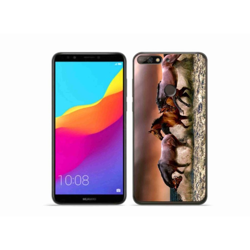 Gelový obal mmCase na mobil Huawei Y7 Prime (2018) - koně 1