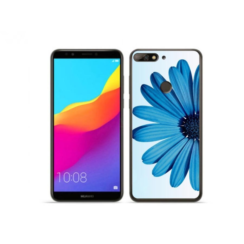 Gelový obal mmCase na mobil Huawei Y7 Prime (2018) - modrá kopretina