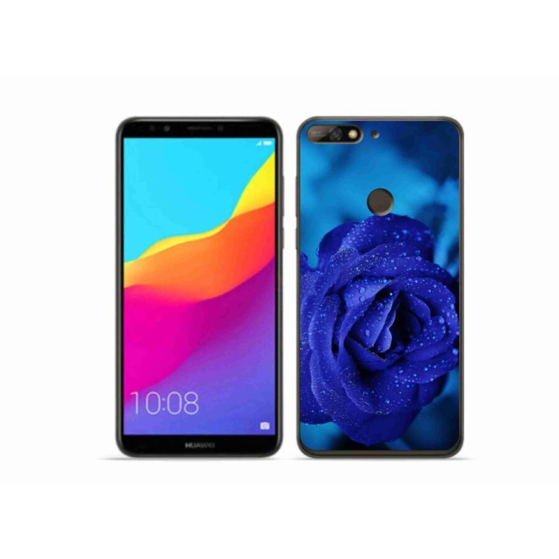 Gelový obal mmCase na mobil Huawei Y7 Prime (2018) - modrá růže