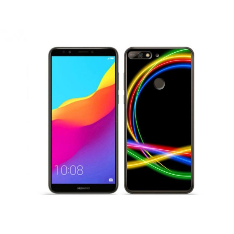 Gelový obal mmCase na mobil Huawei Y7 Prime (2018) - neonové kruhy