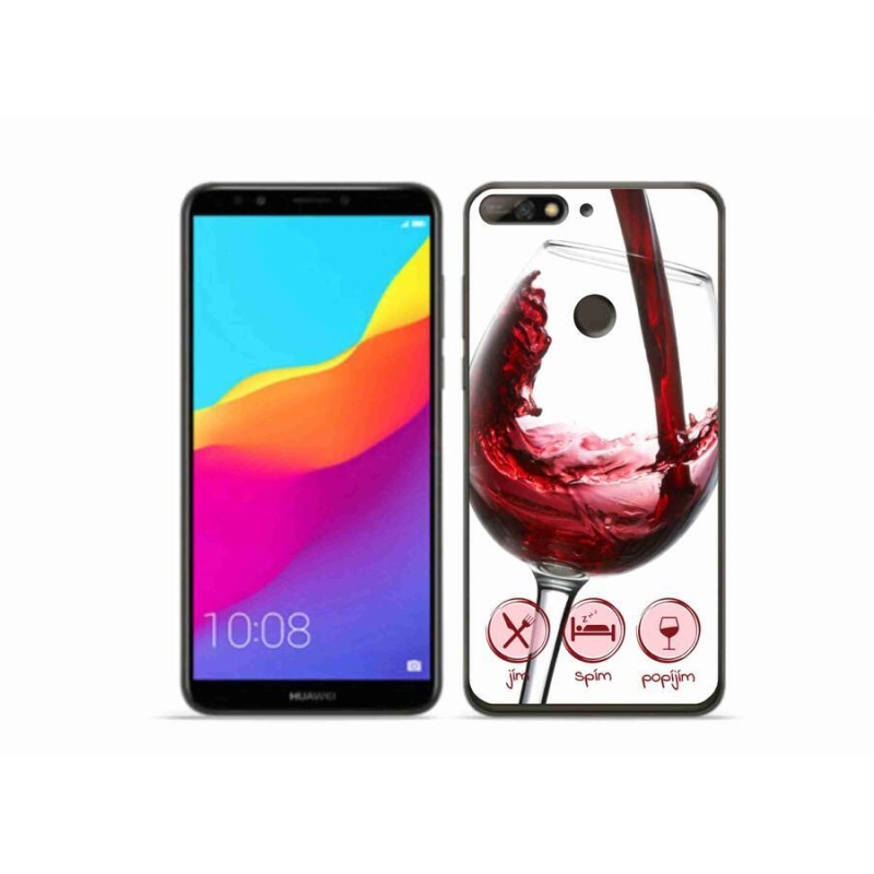 Gelový obal mmCase na mobil Huawei Y7 Prime (2018) - sklenička vína červené