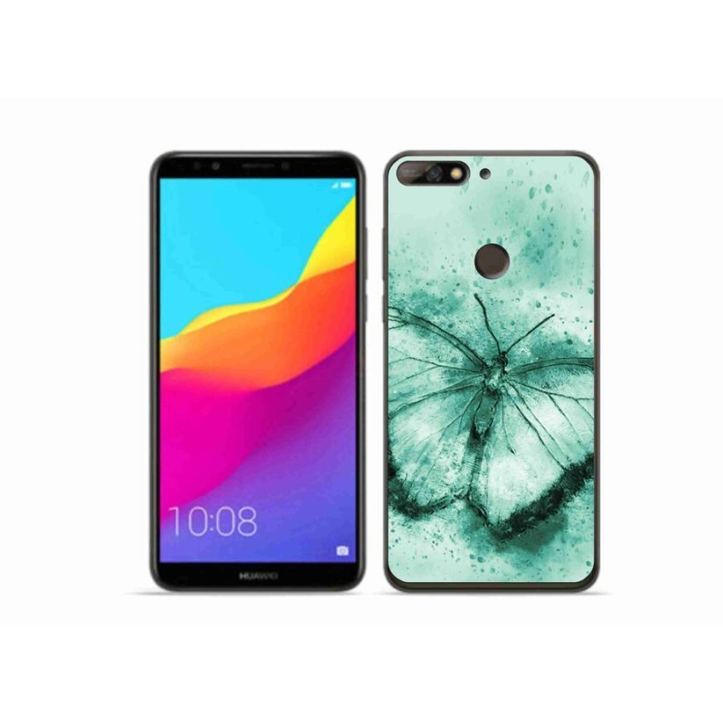 Gelový obal mmCase na mobil Huawei Y7 Prime (2018) - zelený motýl
