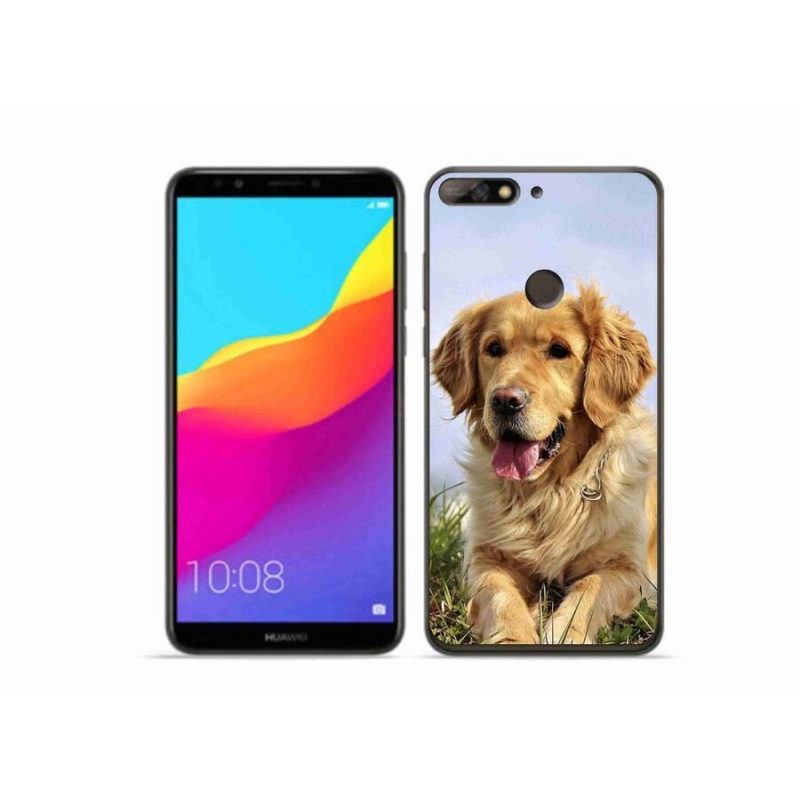 Gelový obal mmCase na mobil Huawei Y7 Prime (2018) - zlatý retrívr