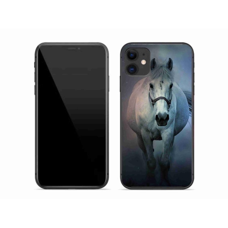 Gelový obal mmCase na mobil iPhone 11 - běžící bílý kůň