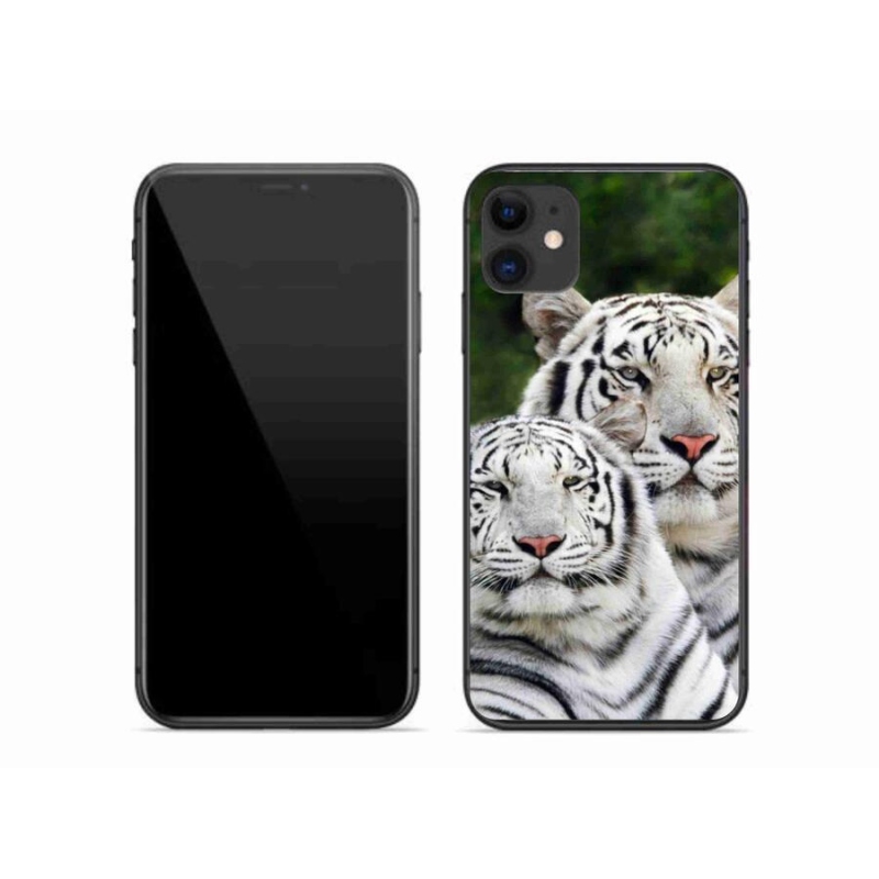Gelový obal mmCase na mobil iPhone 11 - bílí tygři
