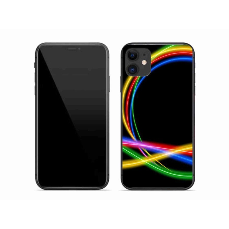 Gelový obal mmCase na mobil iPhone 11 - neonové kruhy