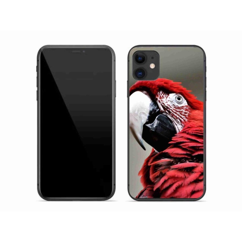 Gelový obal mmCase na mobil iPhone 11 - papoušek ara červený