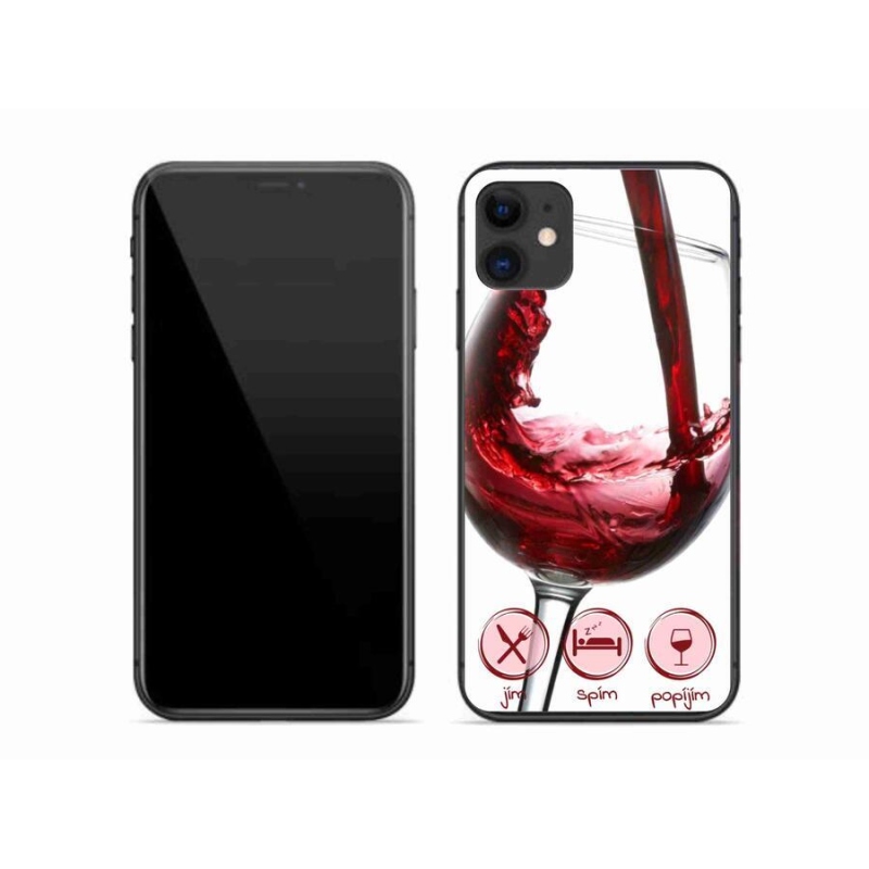 Gelový obal mmCase na mobil iPhone 11 - sklenička vína červené