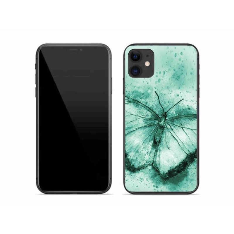 Gelový obal mmCase na mobil iPhone 11 - zelený motýl