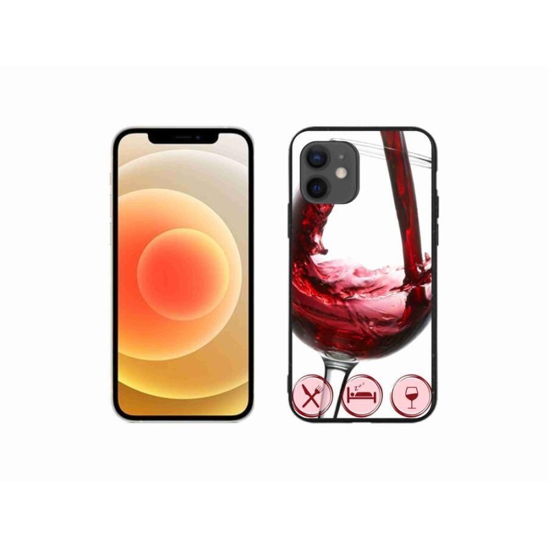 Gelový obal mmCase na mobil iPhone 12 mini - sklenička vína červené