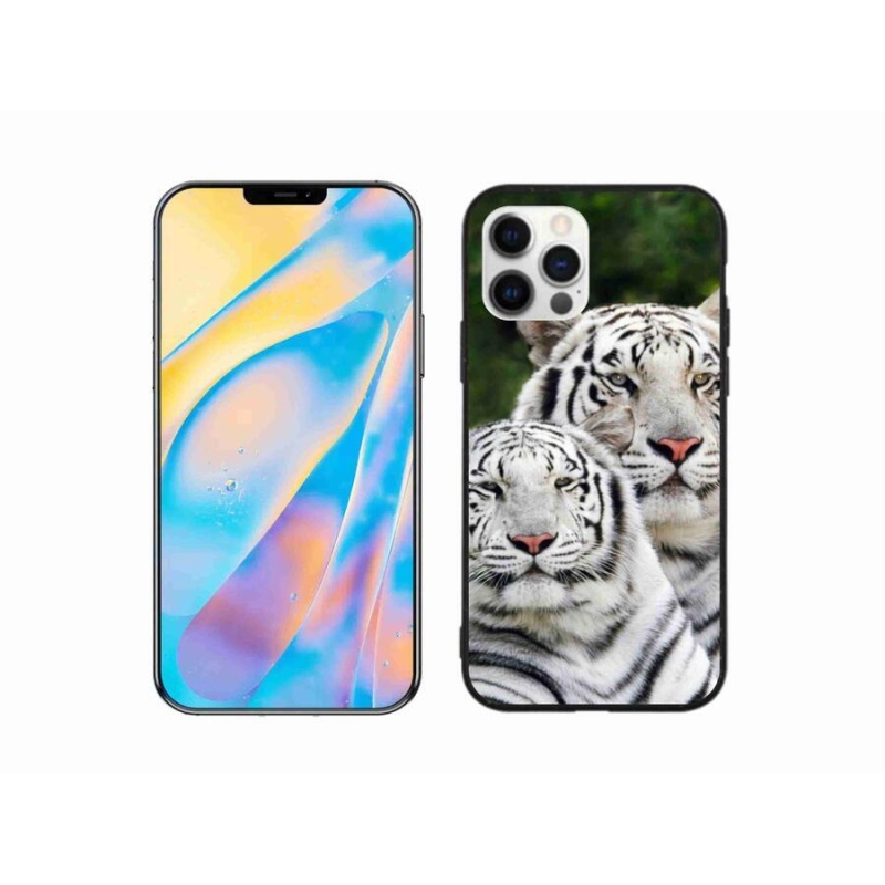 Gelový obal mmCase na mobil iPhone 12 Pro - bílí tygři