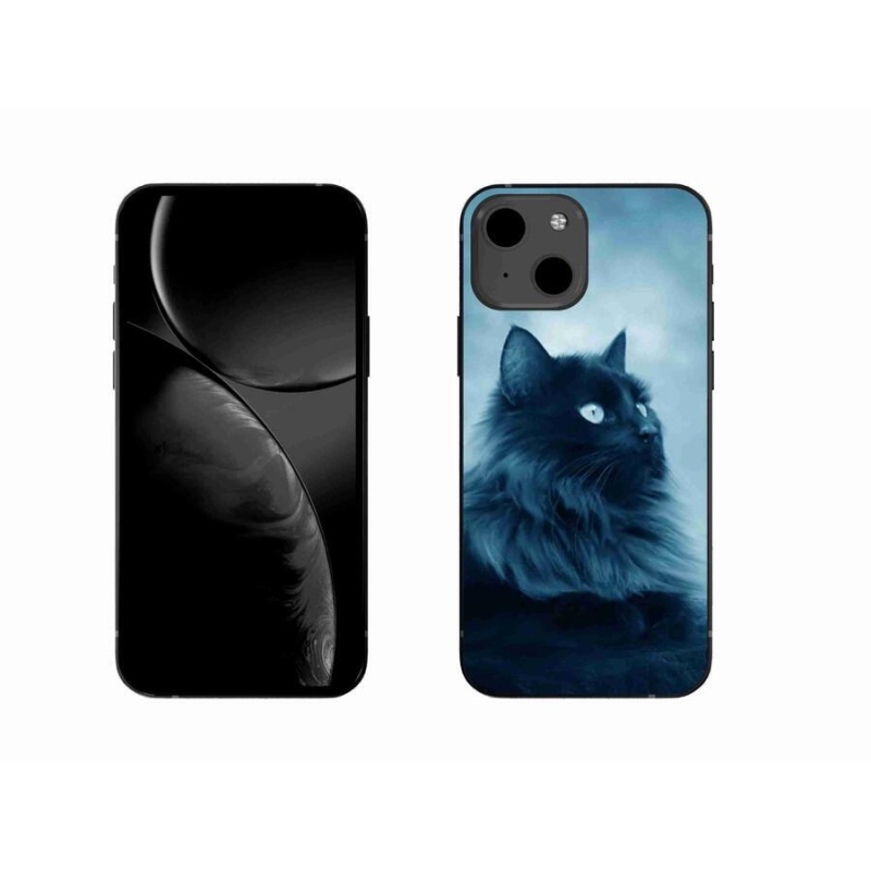Gelový obal mmCase na mobil iPhone 13 6.1 - černá kočka 1