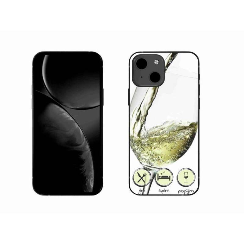 Gelový obal mmCase na mobil iPhone 13 6.1 - sklenička vína bílé