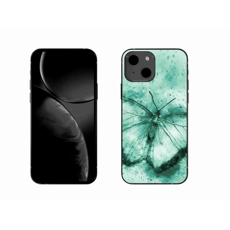 Gelový obal mmCase na mobil iPhone 13 6.1 - zelený motýl