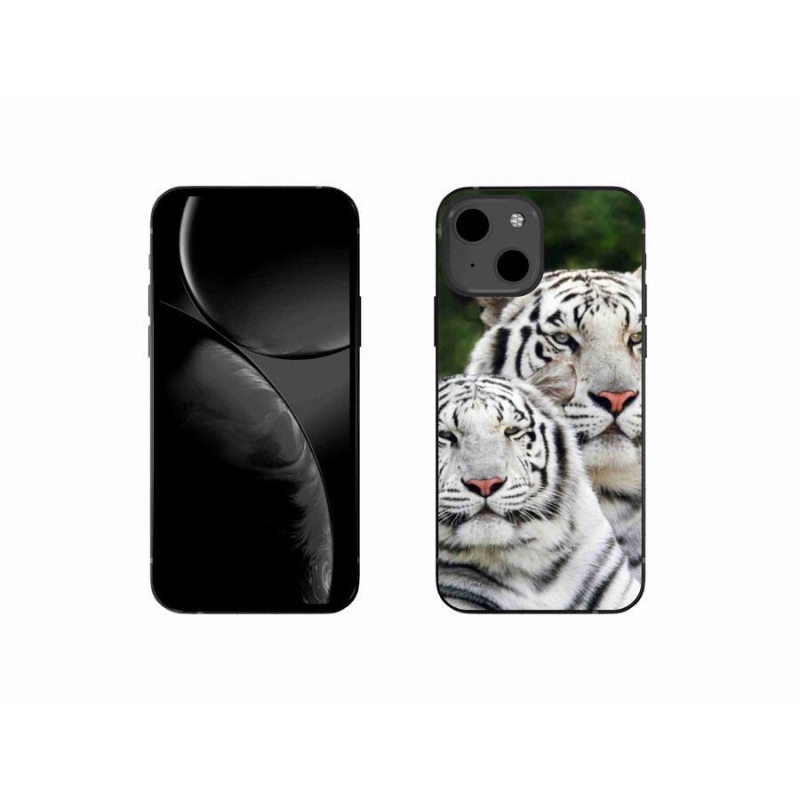 Gelový obal mmCase na mobil iPhone 13 mini 5.4 - bílí tygři