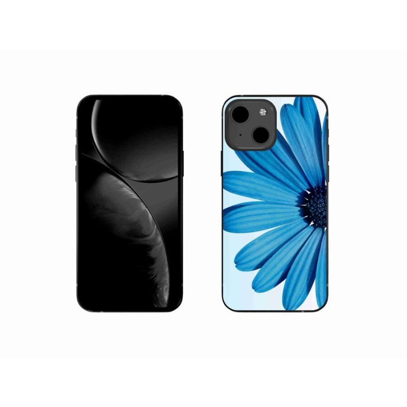 Gelový obal mmCase na mobil iPhone 13 mini 5.4 - modrá kopretina